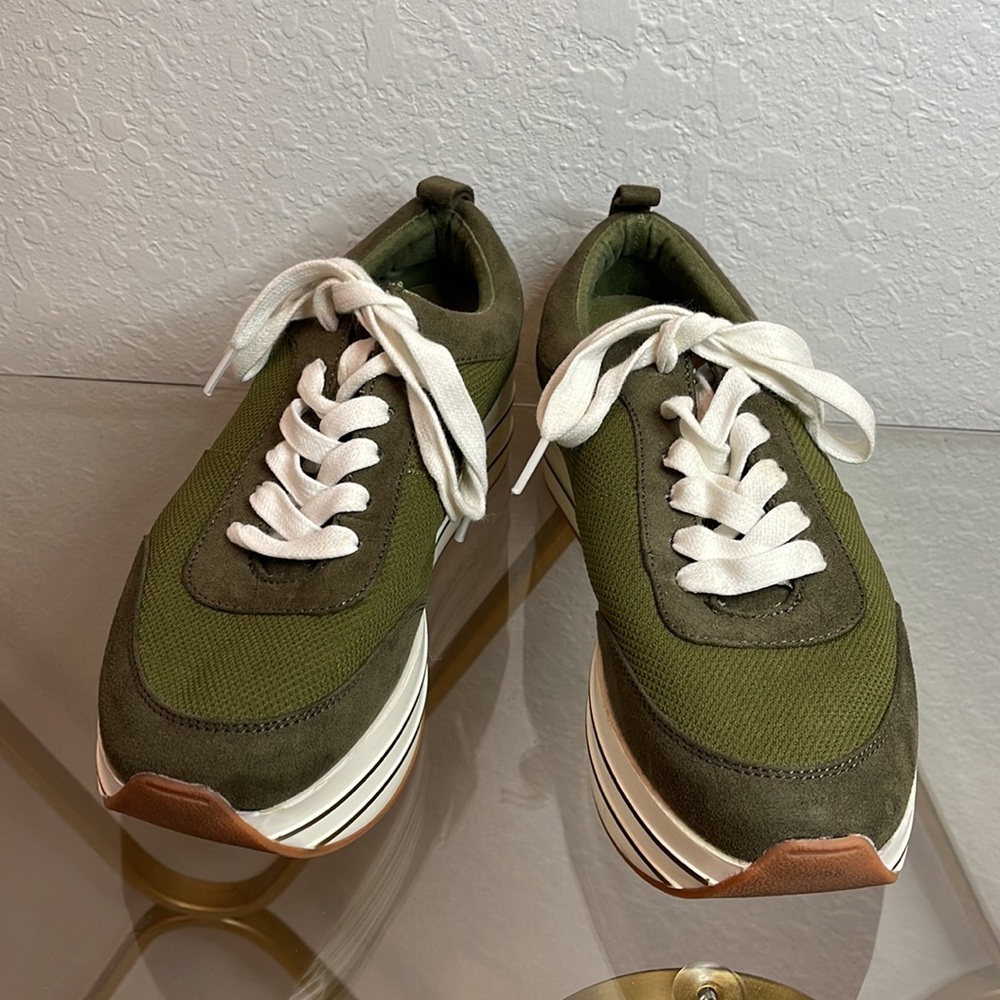 Zara Basic Collection Green Wedge Sneakers - image 1